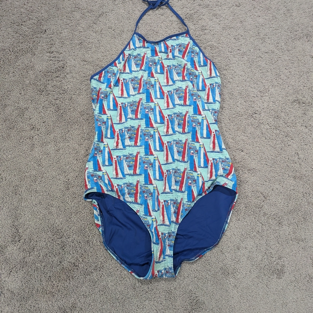 Vineyard Vines Sailboat‎ Print One Piece - Blue and Red